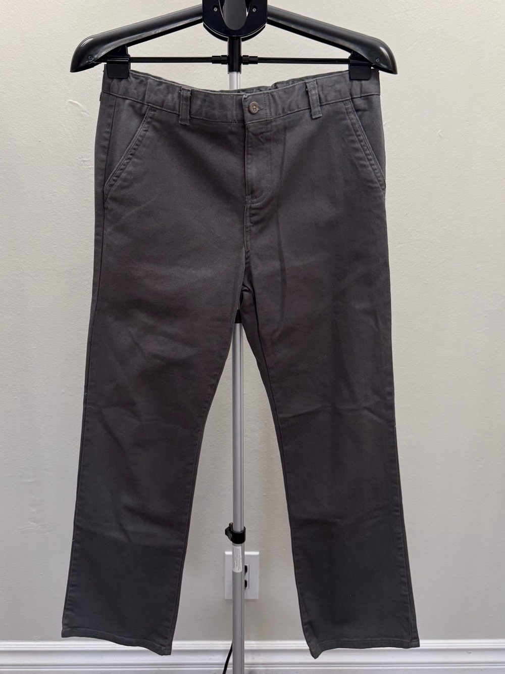 CHAPS Boys School Uniform Pants Gray Size 18 Husky Stretch Chino Flat Front